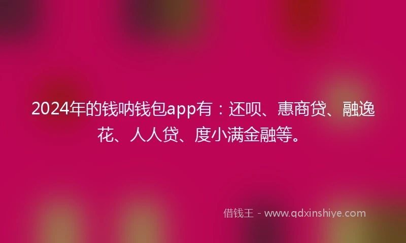 2024年的钱呐钱包app有：还呗、惠商贷、融逸花、人人贷、度小满金融等。