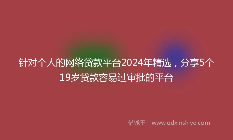 针对个人的网络贷款平台2024年精选，分享5个19岁贷款容易过审批的平台