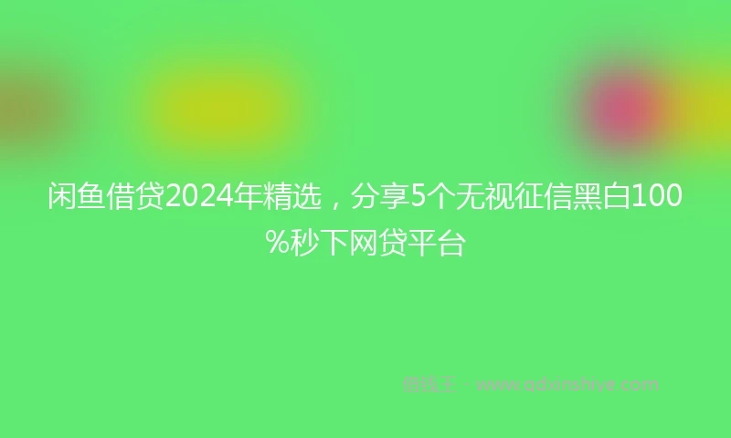 闲鱼借贷2024年精选，分享5个无视征信黑白100%秒下网贷平台