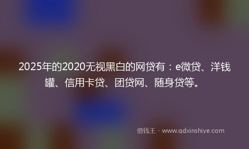 2025年的2020无视黑白的网贷有：e微贷、洋钱罐、信用卡贷、团贷网、随身贷等。