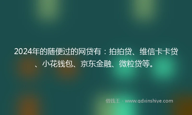 2024年的随便过的网贷有：拍拍贷、维信卡卡贷、小花钱包、京东金融、微粒贷等。