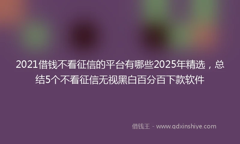 2021借钱不看征信的平台有哪些2025年精选，总结5个不看征信无视黑白百分百下款软件