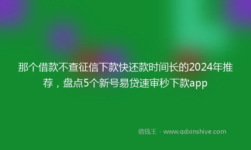那个借款不查征信下款快还款时间长的2024年推荐，盘点5个新号易贷速审秒下款app