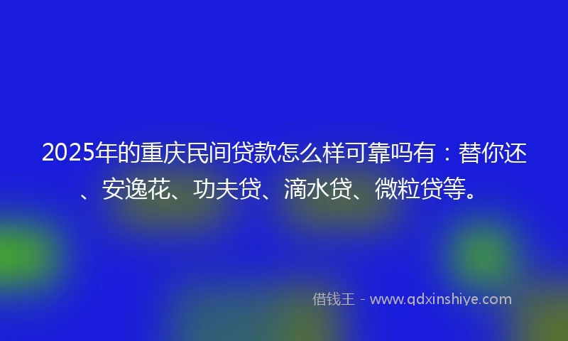 2025年的重庆民间贷款怎么样可靠吗有：替你还、安逸花、功夫贷、滴水贷、微粒贷等。