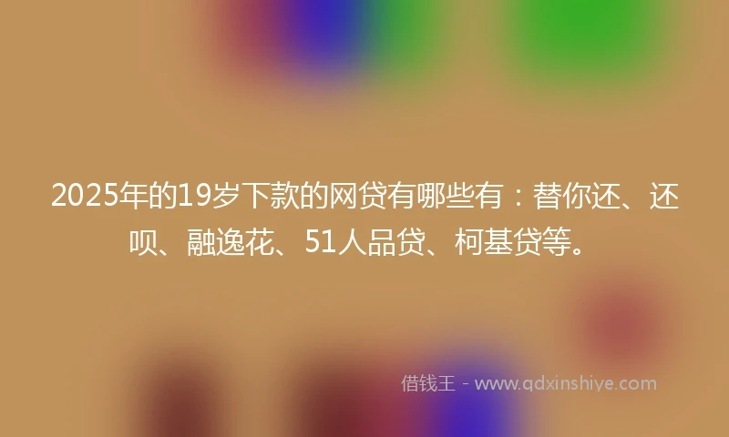 2025年的19岁下款的网贷有哪些有：替你还、还呗、融逸花、51人品贷、柯基贷等。