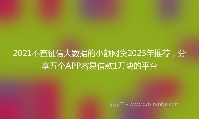 2021不查征信大数据的小额网贷2025年推荐，分享五个APP容易借款1万块的平台