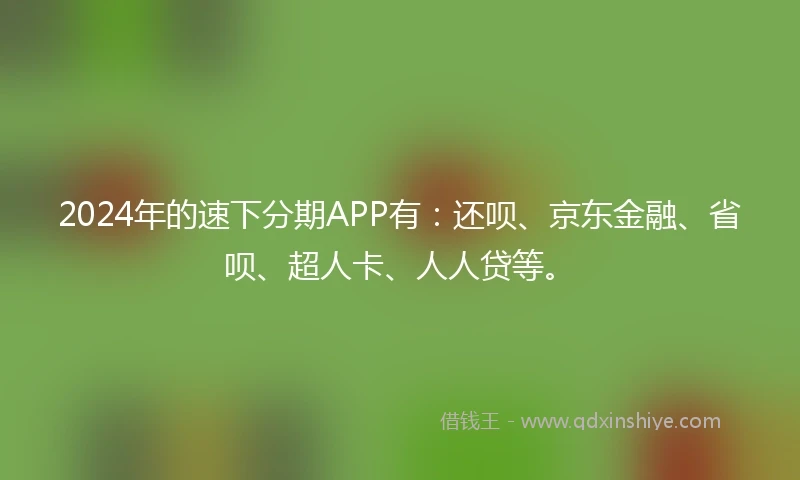 2024年的速下分期APP有：还呗、京东金融、省呗、超人卡、人人贷等。