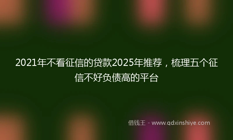2021年不看征信的贷款2025年推荐，梳理五个征信不好负债高的平台