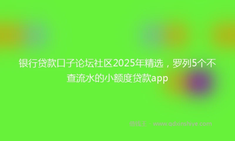 银行贷款口子论坛社区2025年精选，罗列5个不查流水的小额度贷款app