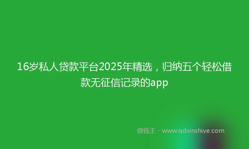16岁私人贷款平台2025年精选，归纳五个轻松借款无征信记录的app