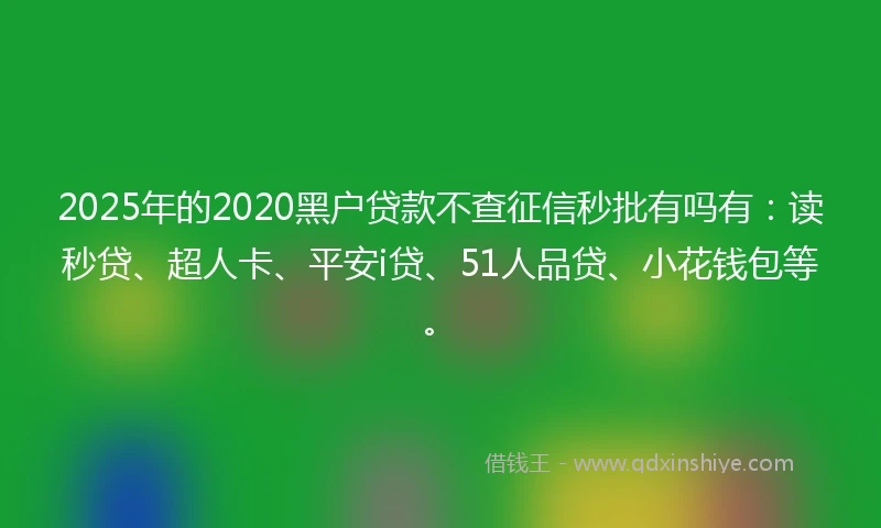 2025年的2020黑户贷款不查征信秒批有吗有：读秒贷、超人卡、平安i贷、51人品贷、小花钱包等。