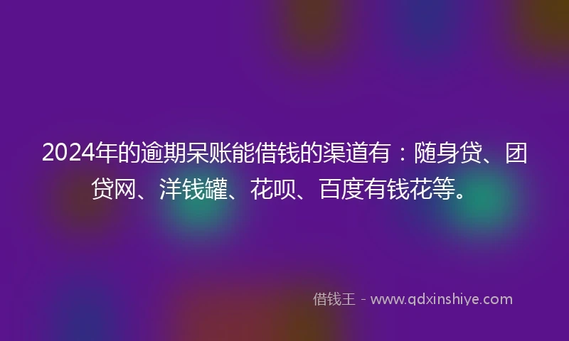 2024年的逾期呆账能借钱的渠道有：随身贷、团贷网、洋钱罐、花呗、百度有钱花等。