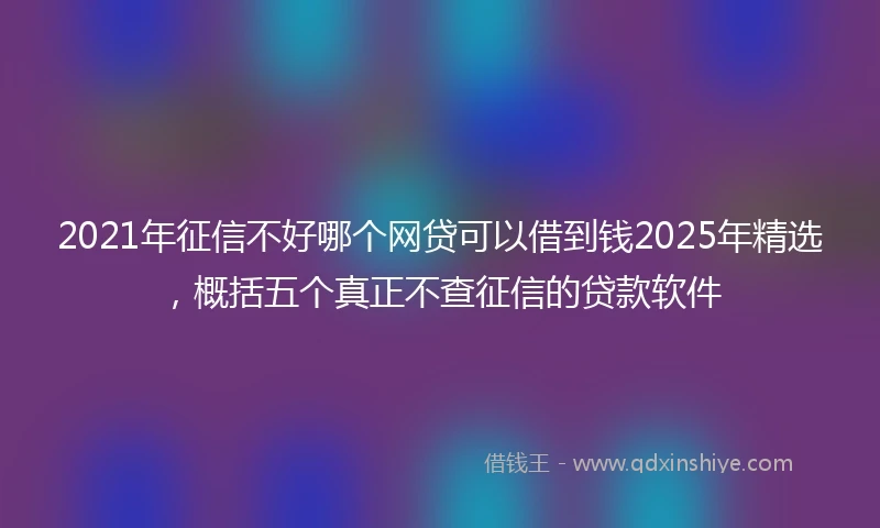 2021年征信不好哪个网贷可以借到钱2025年精选，概括五个真正不查征信的贷款软件