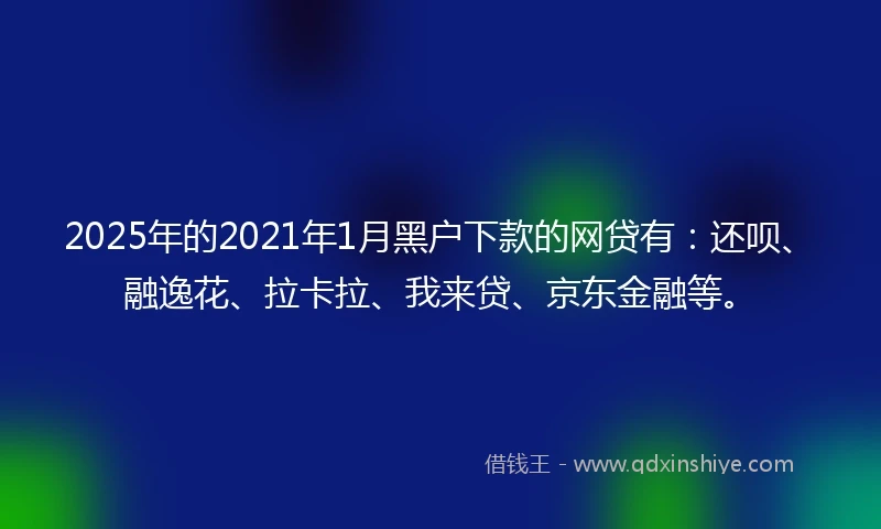 2025年的2021年1月黑户下款的网贷有：还呗、融逸花、拉卡拉、我来贷、京东金融等。