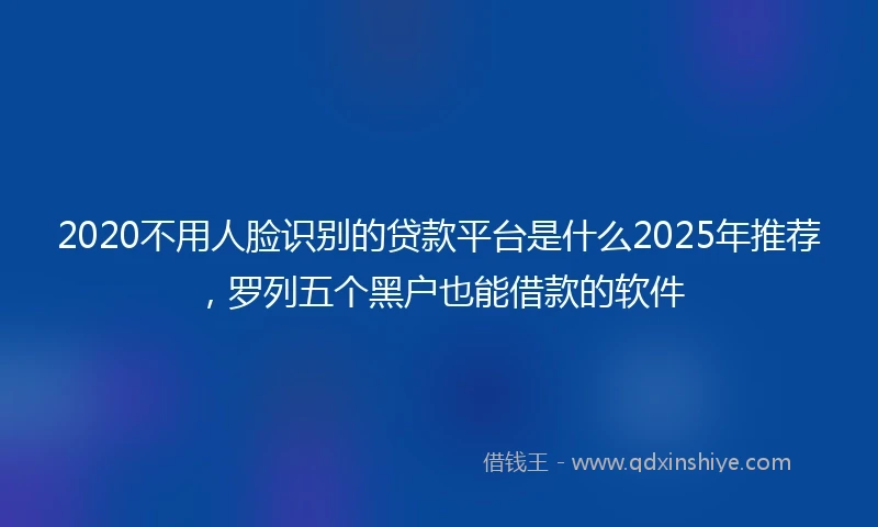 2020不用人脸识别的贷款平台是什么2025年推荐，罗列五个黑户也能借款的软件