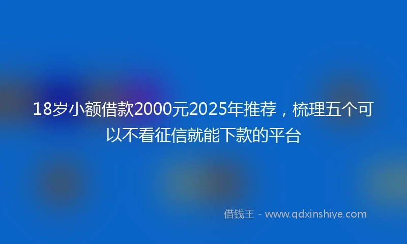 18岁小额借款2000元2025年推荐，梳理五个可以不看征信就能下款的平台