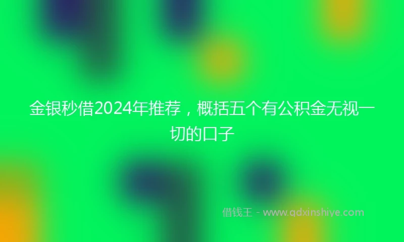 金银秒借2024年推荐，概括五个有公积金无视一切的口子