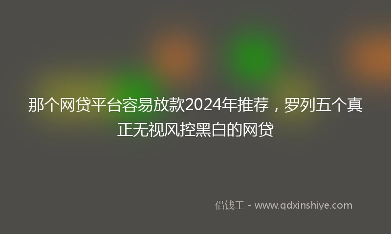那个网贷平台容易放款2024年推荐，罗列五个真正无视风控黑白的网贷