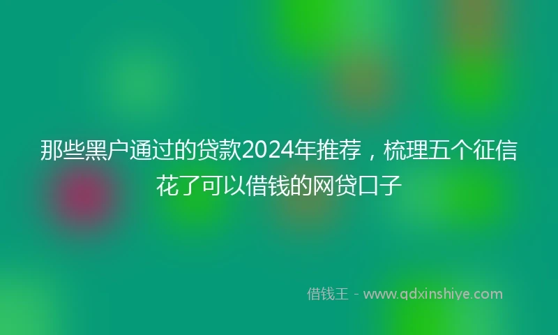 那些黑户通过的贷款2024年推荐，梳理五个征信花了可以借钱的网贷口子