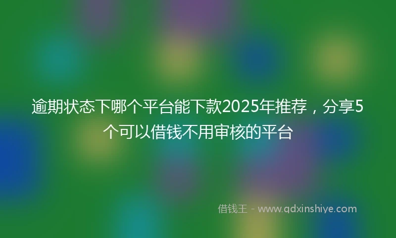 逾期状态下哪个平台能下款2025年推荐，分享5个可以借钱不用审核的平台