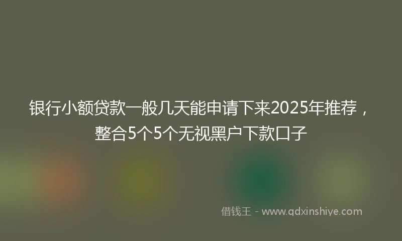 银行小额贷款一般几天能申请下来2025年推荐，整合5个5个无视黑户下款口子