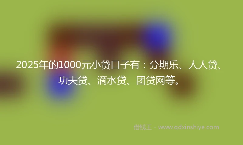 2025年的1000元小贷口子有：分期乐、人人贷、功夫贷、滴水贷、团贷网等。