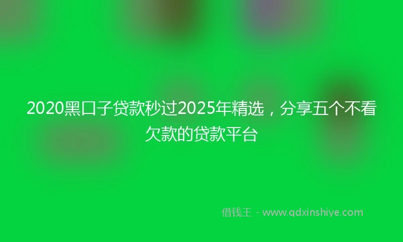 2020黑口子贷款秒过2025年精选，分享五个不看欠款的贷款平台