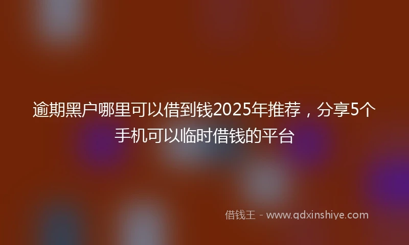 逾期黑户哪里可以借到钱2025年推荐，分享5个手机可以临时借钱的平台