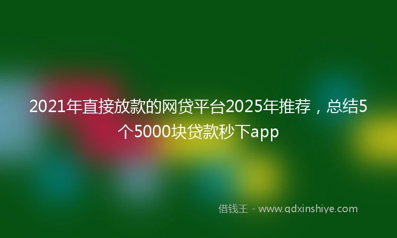 2021年直接放款的网贷平台2025年推荐，总结5个5000块贷款秒下app