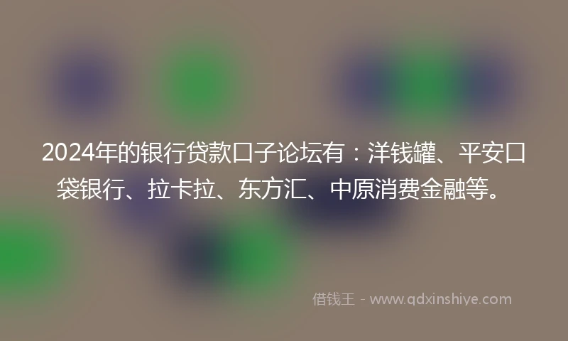 2024年的银行贷款口子论坛有：洋钱罐、平安口袋银行、拉卡拉、东方汇、中原消费金融等。