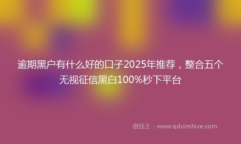逾期黑户有什么好的口子2025年推荐，整合五个无视征信黑白100%秒下平台