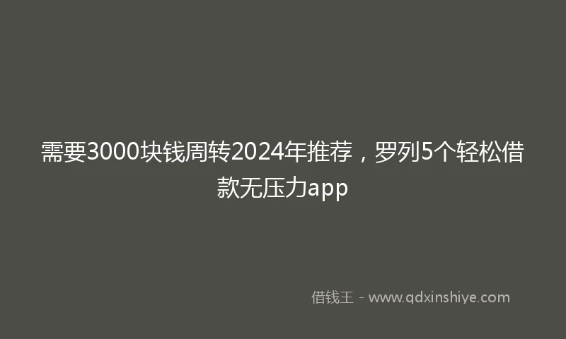 需要3000块钱周转2024年推荐，罗列5个轻松借款无压力app