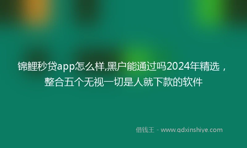 锦鲤秒贷app怎么样,黑户能通过吗2024年精选，整合五个无视一切是人就下款的软件