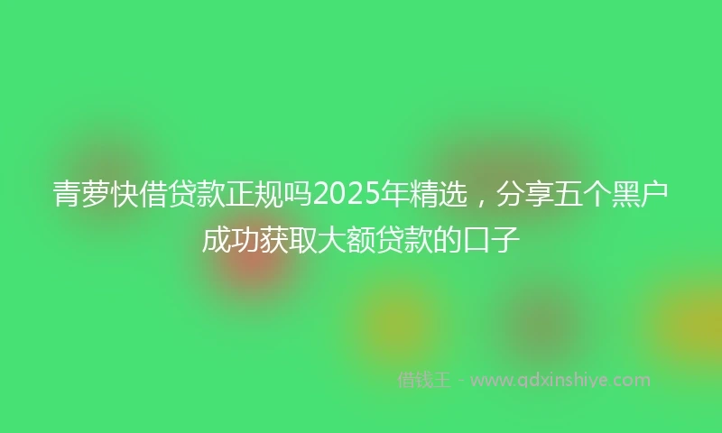 青萝快借贷款正规吗2025年精选，分享五个黑户成功获取大额贷款的口子