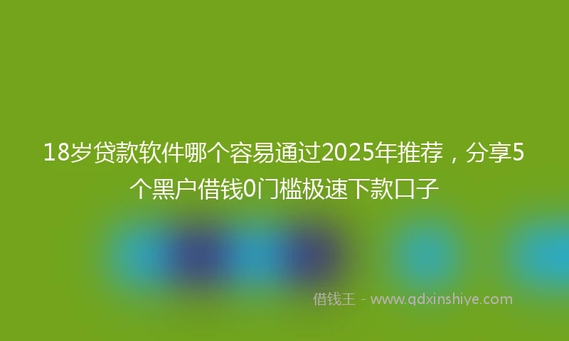 18岁贷款软件哪个容易通过2025年推荐，分享5个黑户借钱0门槛极速下款口子