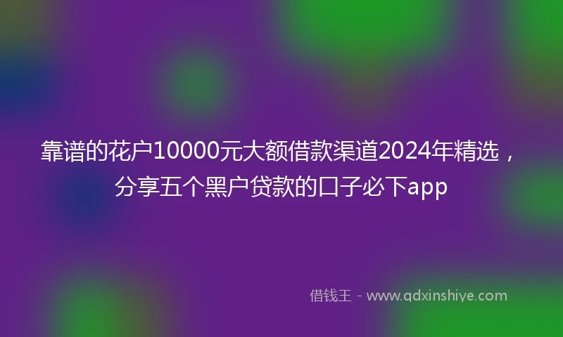 靠谱的花户10000元大额借款渠道2024年精选，分享五个黑户贷款的口子必下app