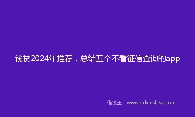 钱贷2024年推荐，总结五个不看征信查询的app