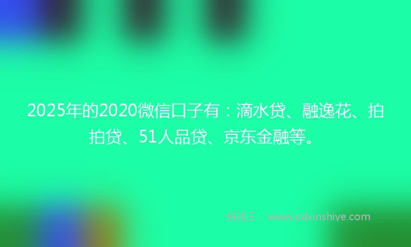 2025年的2020微信口子有：滴水贷、融逸花、拍拍贷、51人品贷、京东金融等。