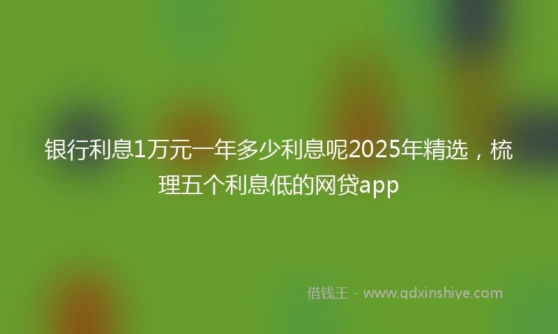 银行利息1万元一年多少利息呢2025年精选，梳理五个利息低的网贷app