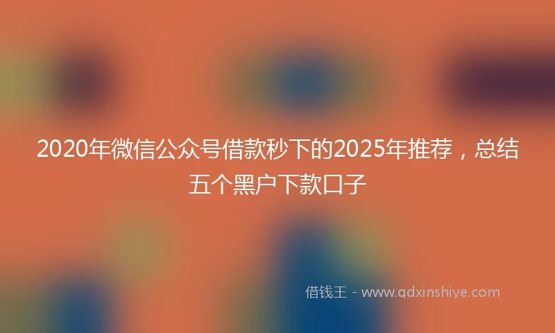 2020年微信公众号借款秒下的2025年推荐，总结五个黑户下款口子