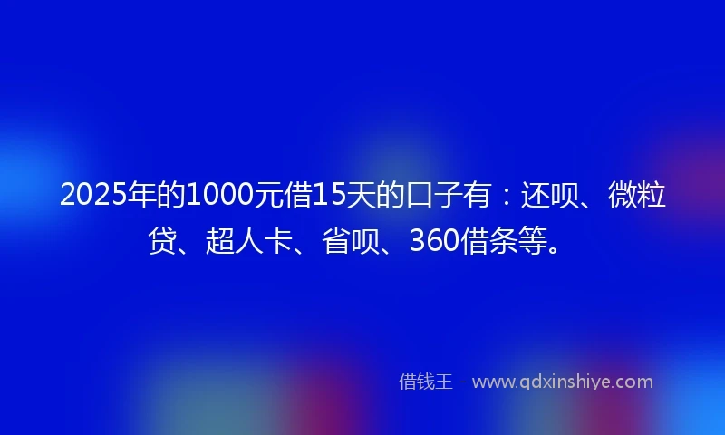 2025年的1000元借15天的口子有：还呗、微粒贷、超人卡、省呗、360借条等。