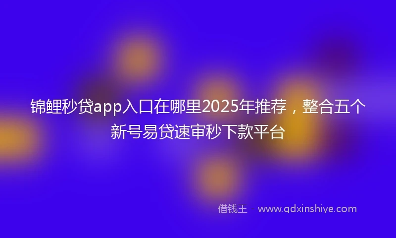 锦鲤秒贷app入口在哪里2025年推荐，整合五个新号易贷速审秒下款平台