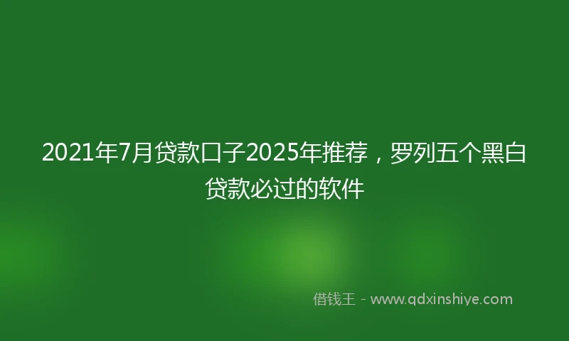 2021年7月贷款口子2025年推荐，罗列五个黑白贷款必过的软件