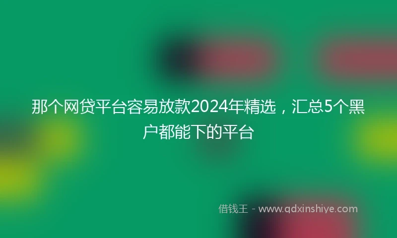 那个网贷平台容易放款2024年精选，汇总5个黑户都能下的平台