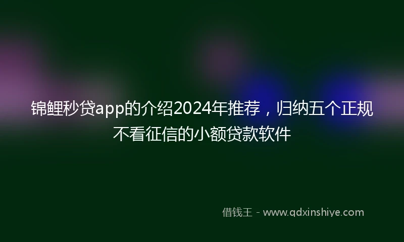 锦鲤秒贷app的介绍2024年推荐，归纳五个正规不看征信的小额贷款软件