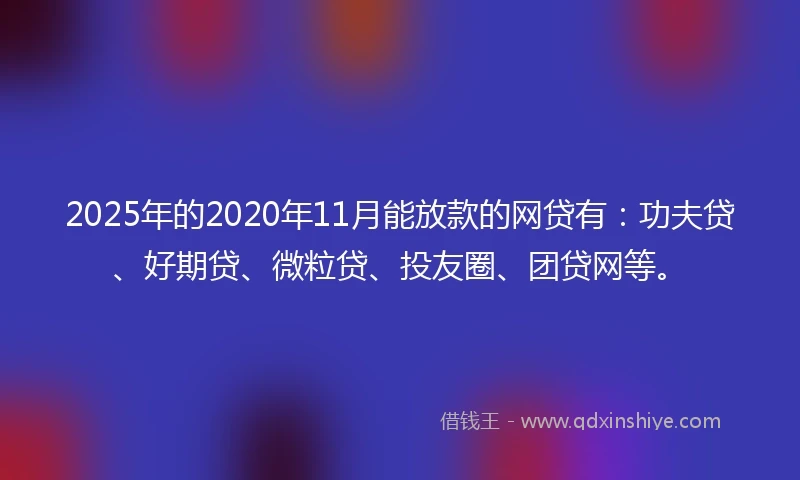 2025年的2020年11月能放款的网贷有：功夫贷、好期贷、微粒贷、投友圈、团贷网等。
