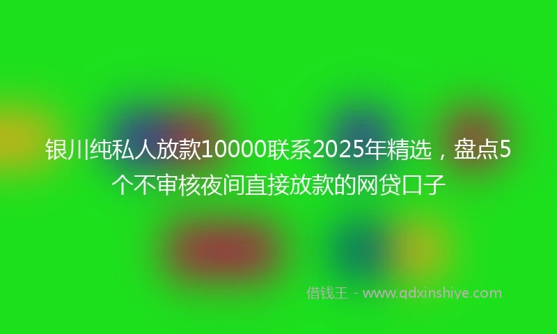 银川纯私人放款10000联系2025年精选，盘点5个不审核夜间直接放款的网贷口子
