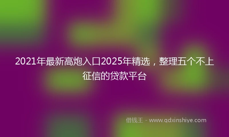 2021年最新高炮入口2025年精选，整理五个不上征信的贷款平台