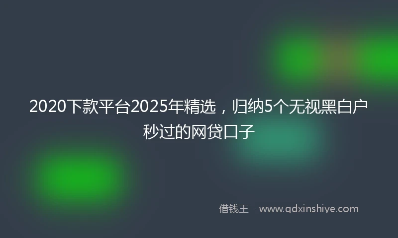 2020下款平台2025年精选，归纳5个无视黑白户秒过的网贷口子