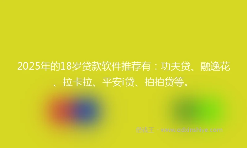 2025年的18岁贷款软件推荐有：功夫贷、融逸花、拉卡拉、平安i贷、拍拍贷等。